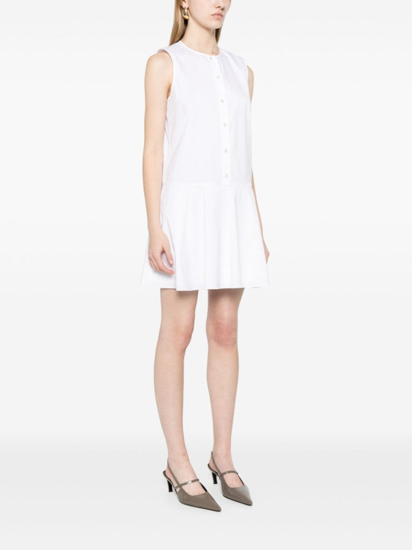 Theory Flared White Linen Blend Mini Dress