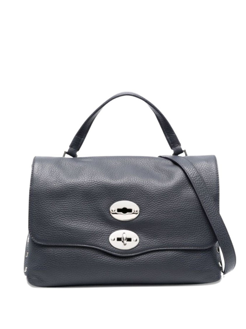 Zanellato Navy Blue Grained Texture Shoulder Bag