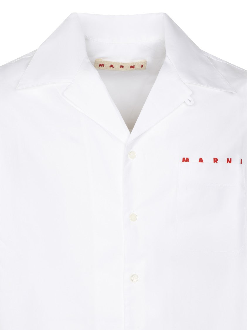 Marni Short-Sleeved Ovine Leather Shirt With Classic Collar
