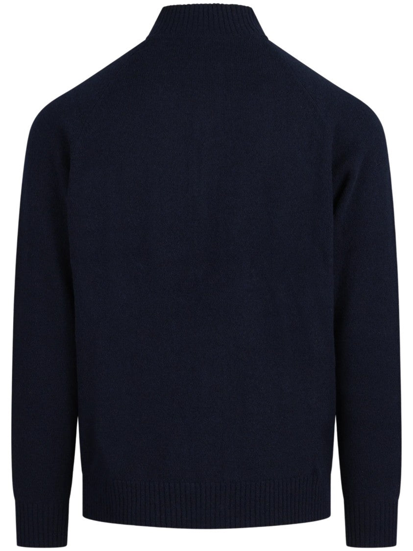 Mc2 Saint Barth Rib-Knit Button-Up Crew-Neck Sweater