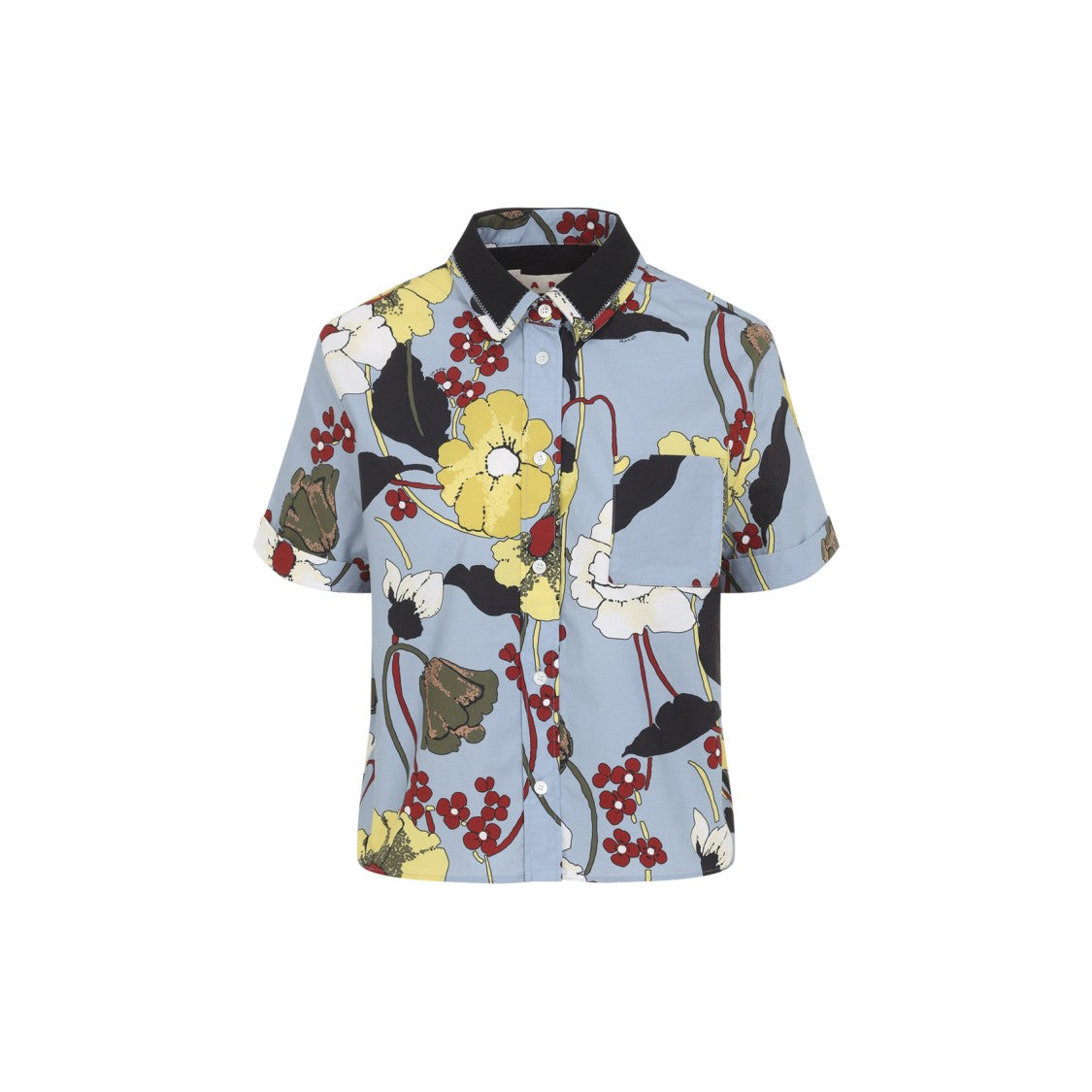 Marni Floral-Print Short-Sleeved Shirt With Contrasting Collar
