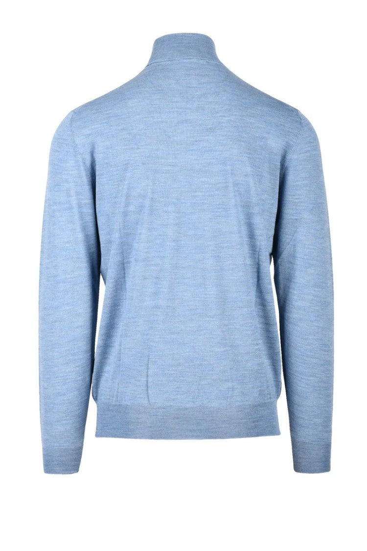 Filippo De Laurentiis Light Blue Merino Wool Men's Turtleneck