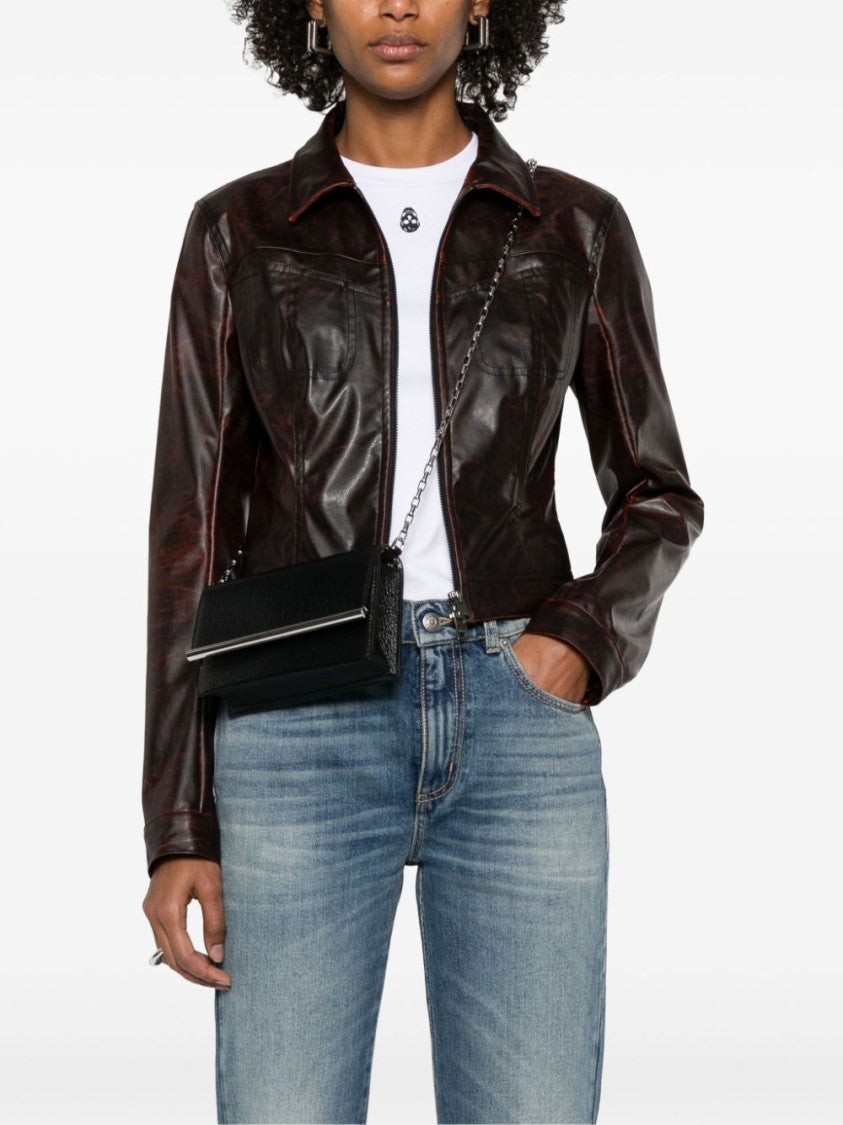 Alexander Mcqueen Textured Black Bag With Concealed Press-Stud