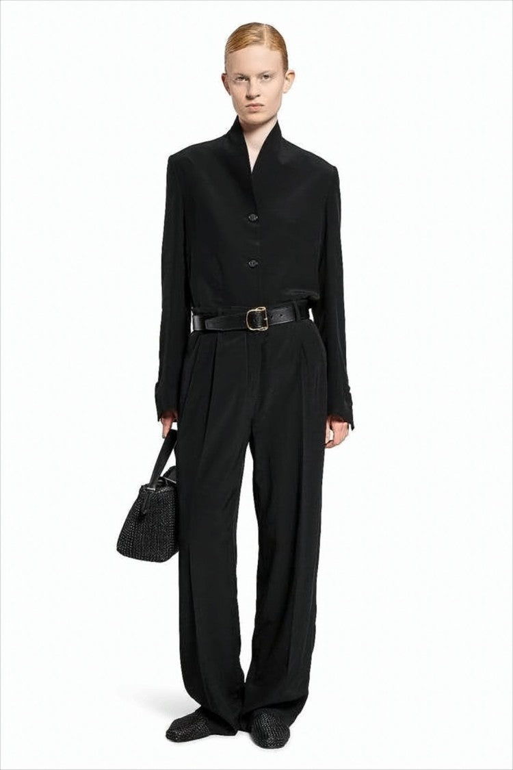 Totême Straight-Fit Black Pants With Pleated Front