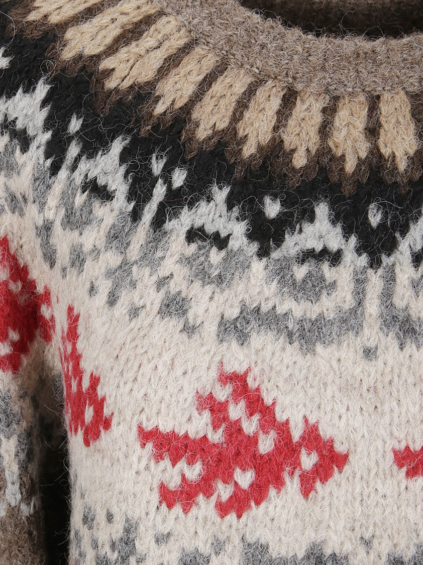 Thibault Van Der Straete Round-Neck Sweater With Rib Fairisle Bird Long Sleeve