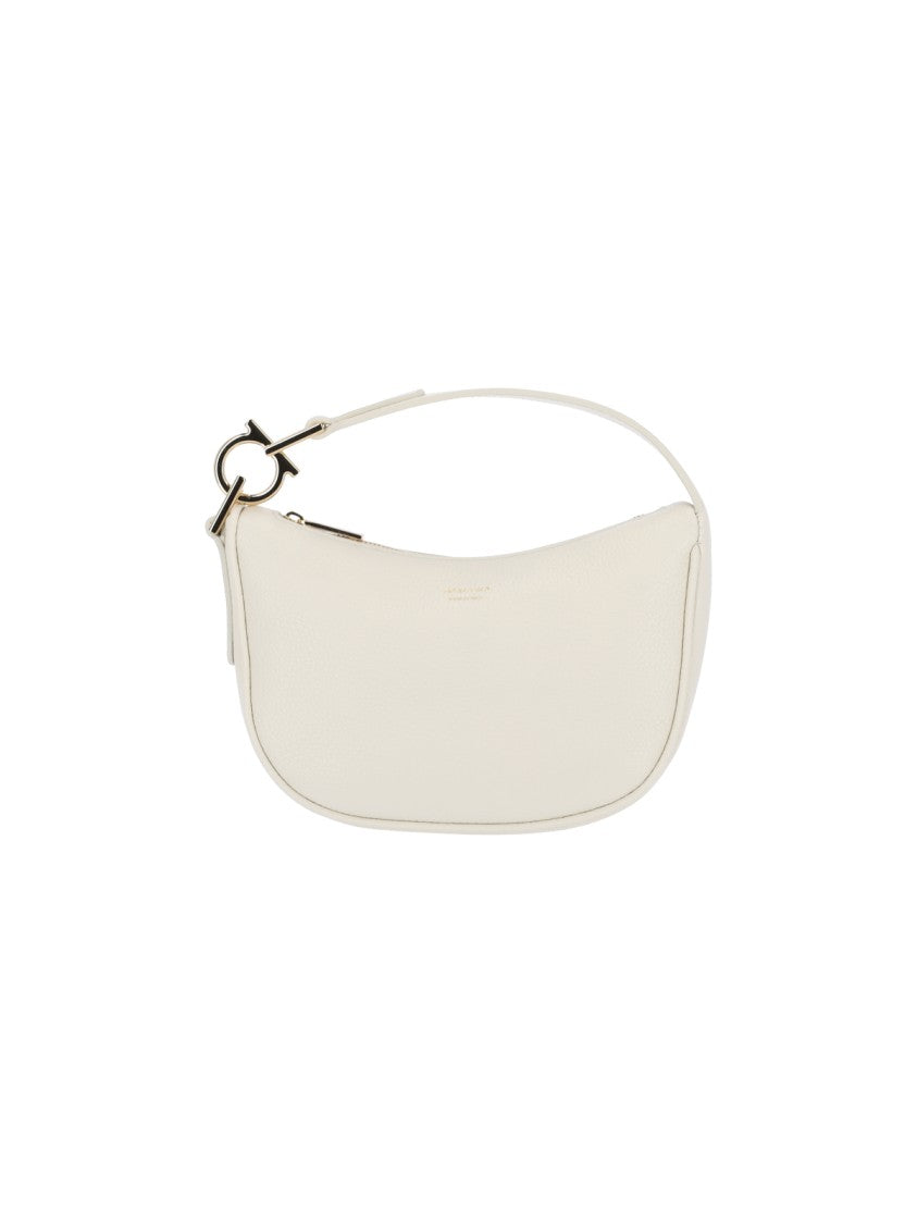 Ferragamo Mini Hobo Bag In White Calfskin