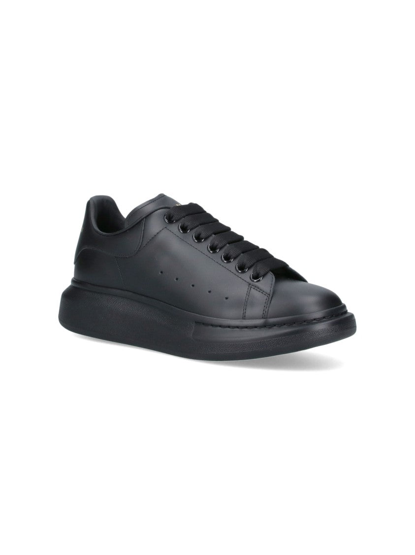 Alexander Mcqueen Black Oversized Smooth Leather Platform Sneakers