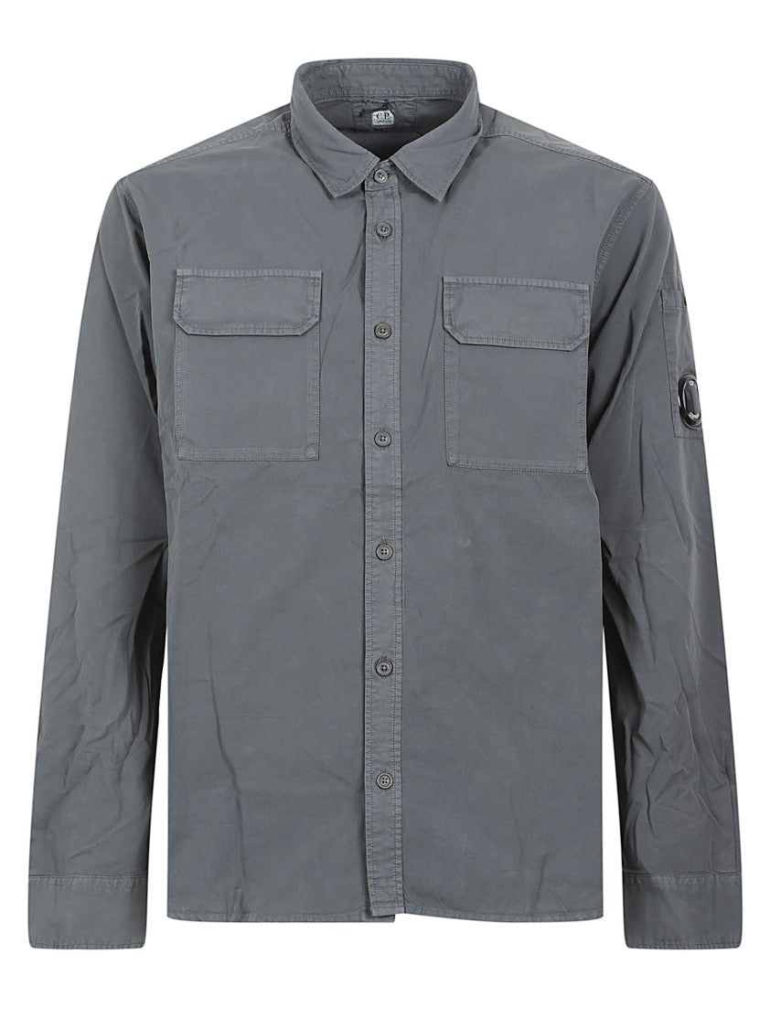C.P. Company Button-Down Grey Shirt With Structured Collar