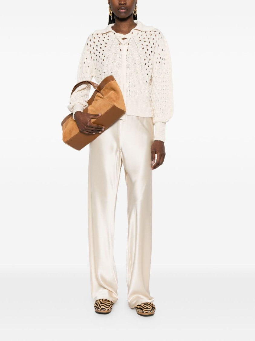 Twin-Set Beige Parchment Lace-Up Sweater
