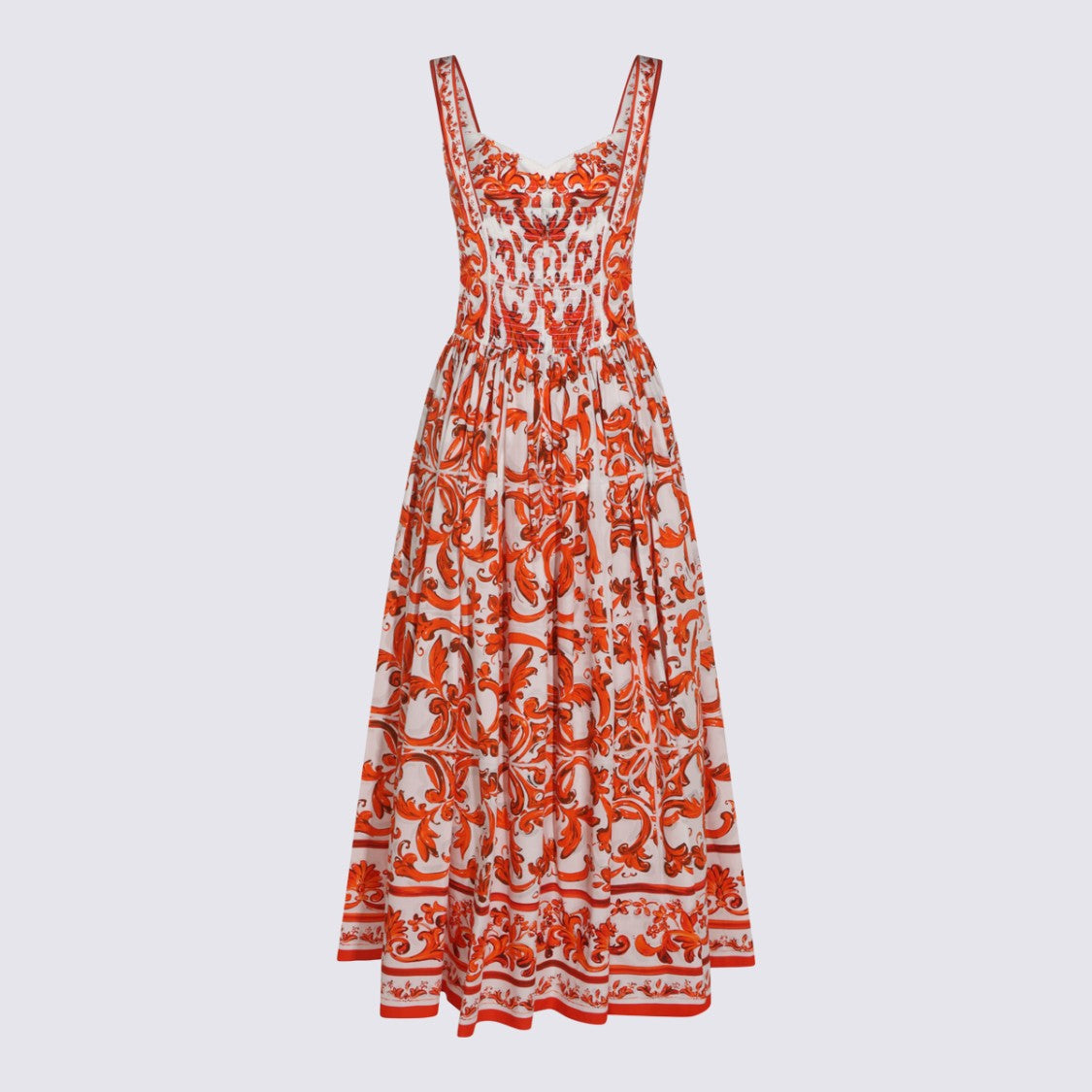 Dolce & Gabbana Intricate Orange Baroque Floral Midi Dress