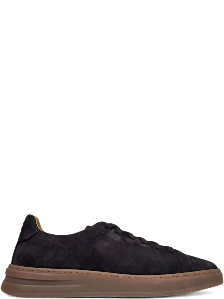 Henderson Black Low-Top Rubber Sole Leather Sneakers