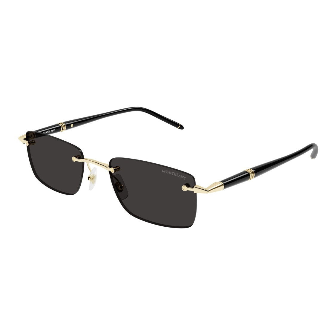 Montblanc Rimless Black Sunglasses With Gold Accents