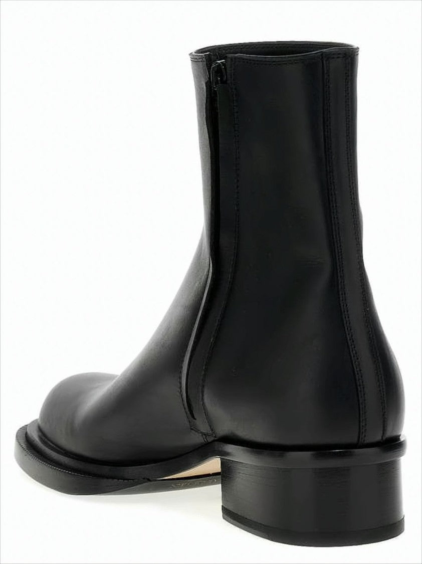 Alexander Mcqueen Black Ankle Boots With Elevated Block Heel