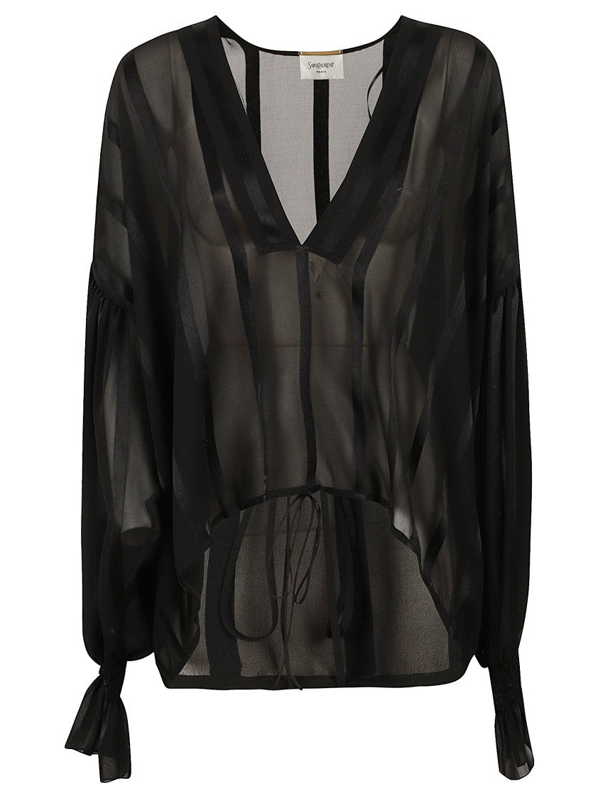 Saint Laurent Relaxed Black Silk Top