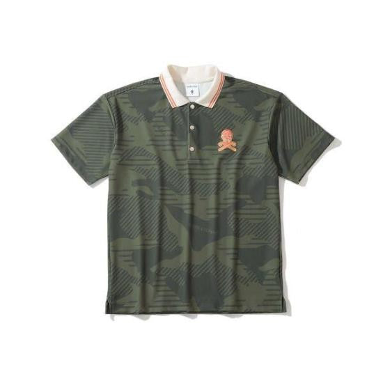 Mark&Lona Short-Sleeved Polo Shirt With Subtle Camouflage Pattern And Contrasting Collar