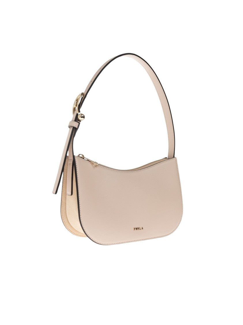 Furla Sleek Curved Leather Shoulder Bag With Adjustable Strap