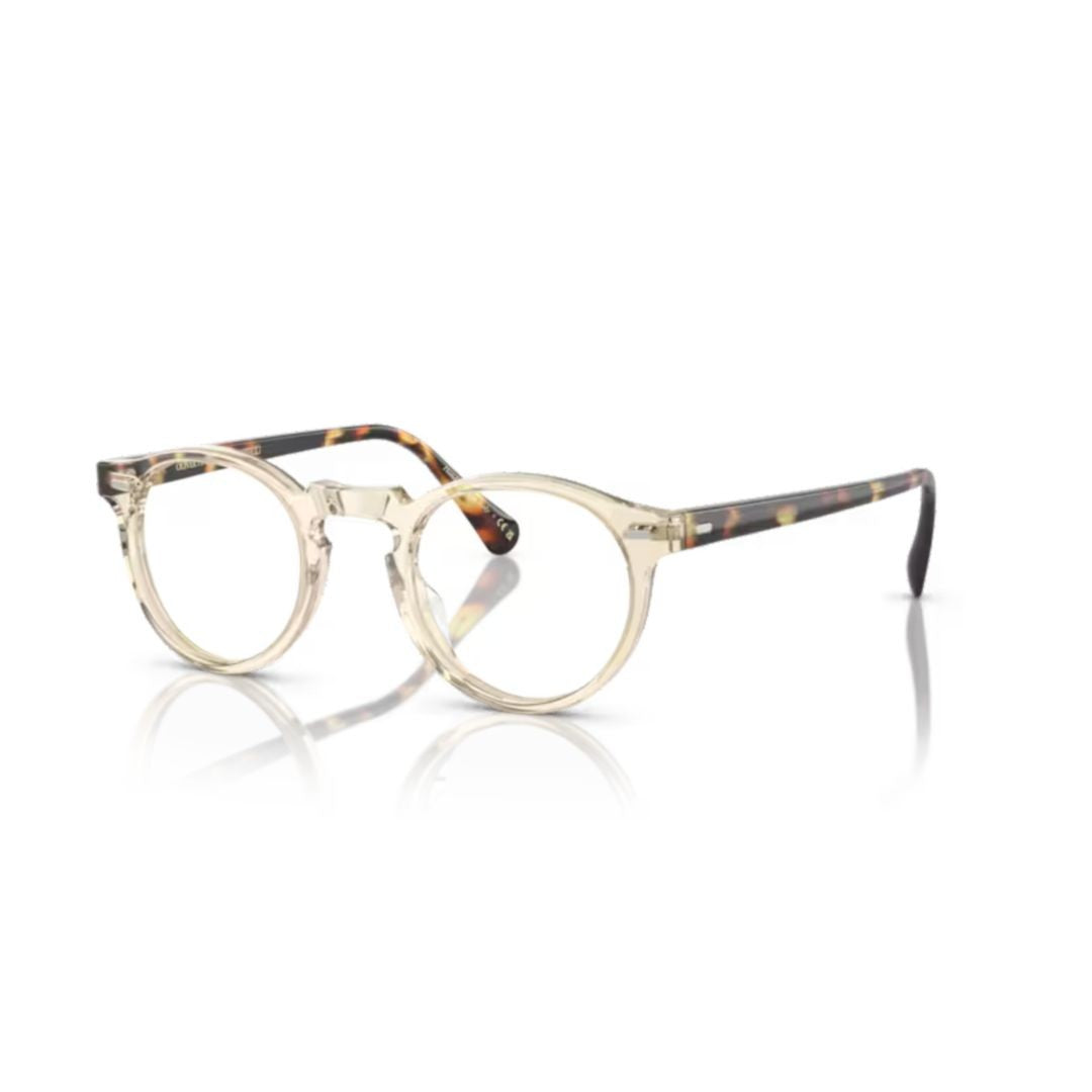 Oliver Peoples 0Ov5186 Translucent Beige Round Eyeglasses With Tortoiseshell Temples
