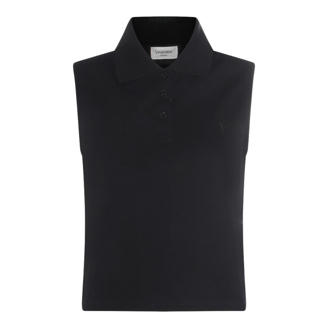 Saint Laurent Sleeveless Black Polo Shirt