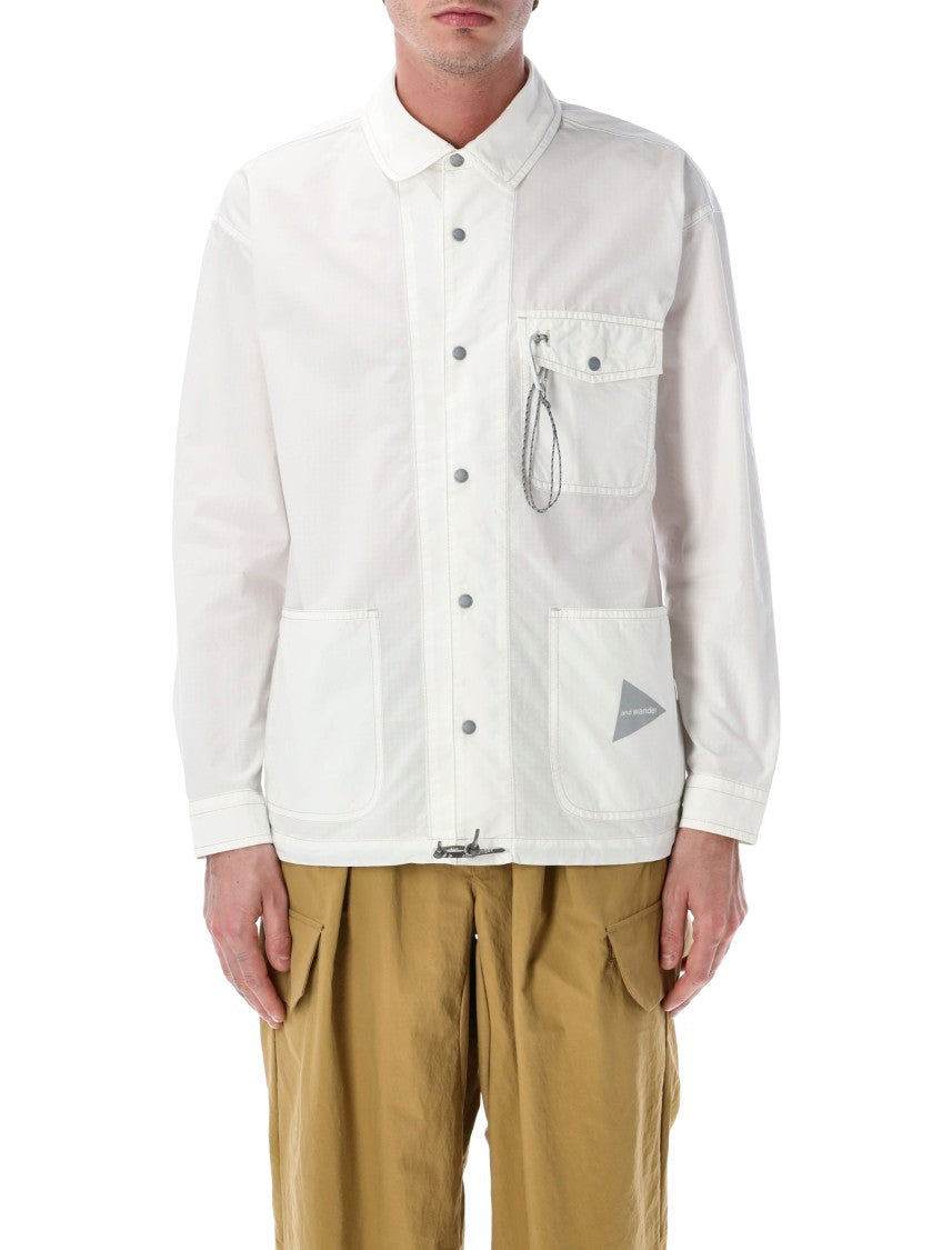 And Wander Technical Cotton Long Shirt Jacket
