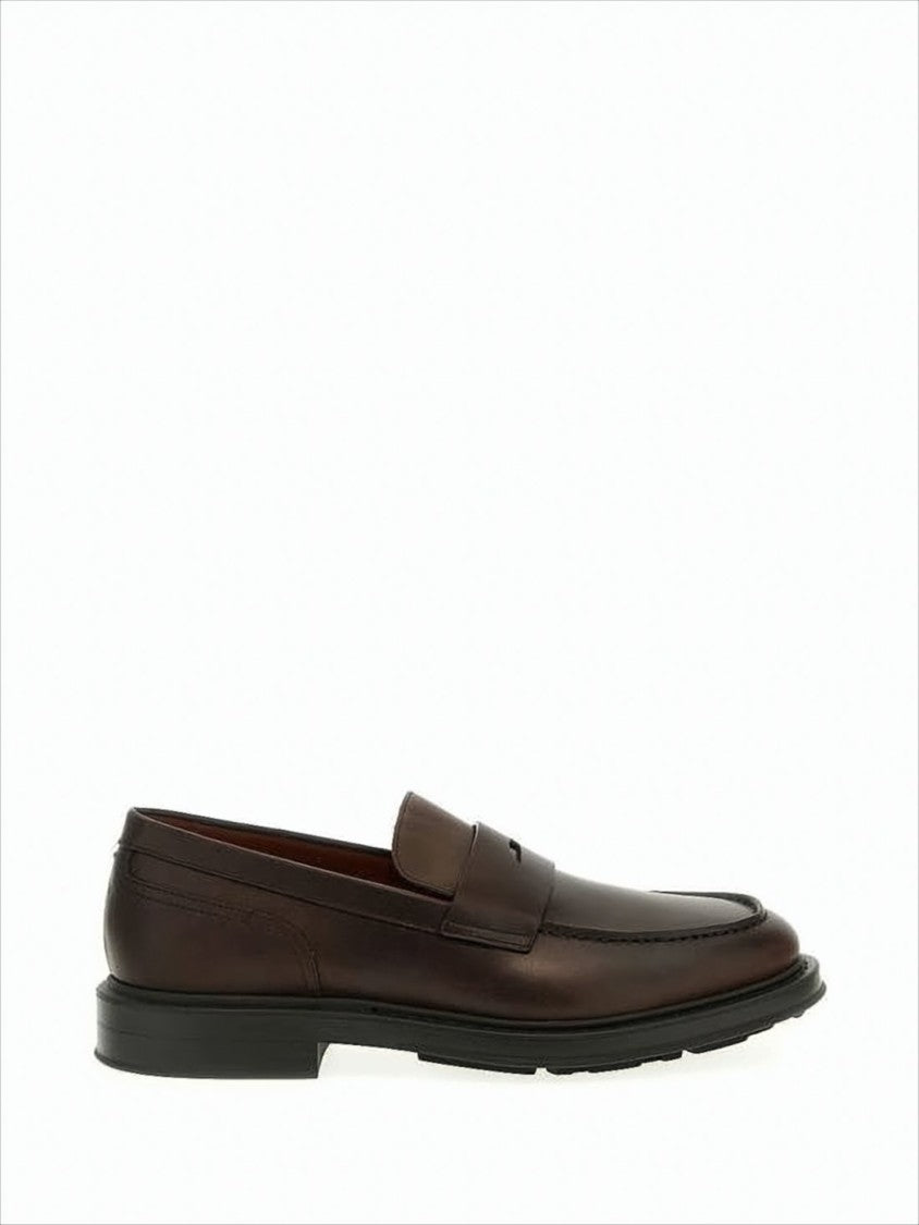 Loro Piana Polished Calf Leather Loafers With Penny Strap