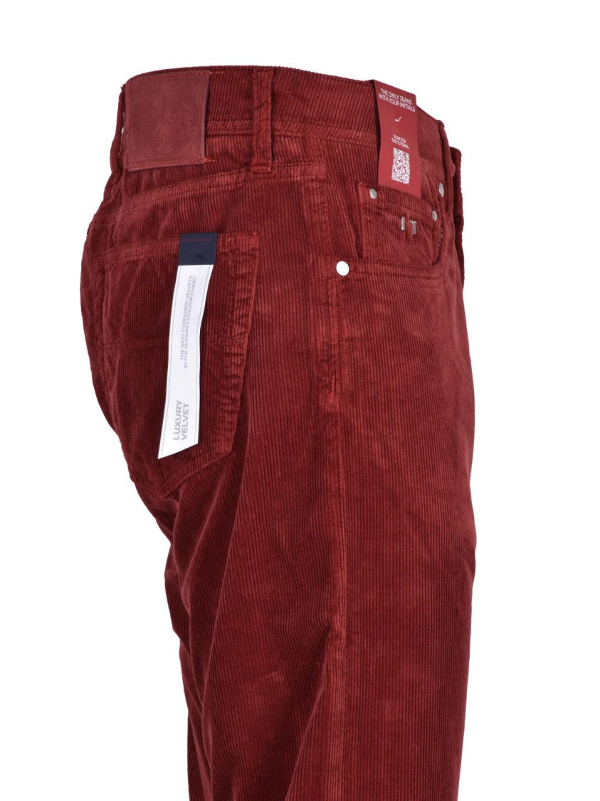 Tramarossa Red Corduroy Trousers With Classic Five-Pocket Design