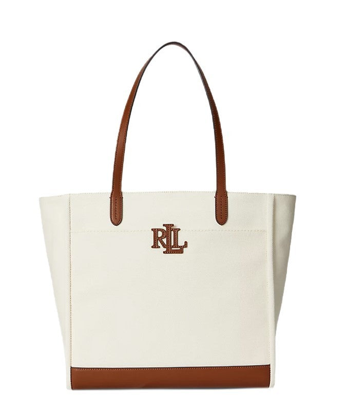 Lauren Ralph Lauren Oversized Natural Leather Tote With Signature Logo