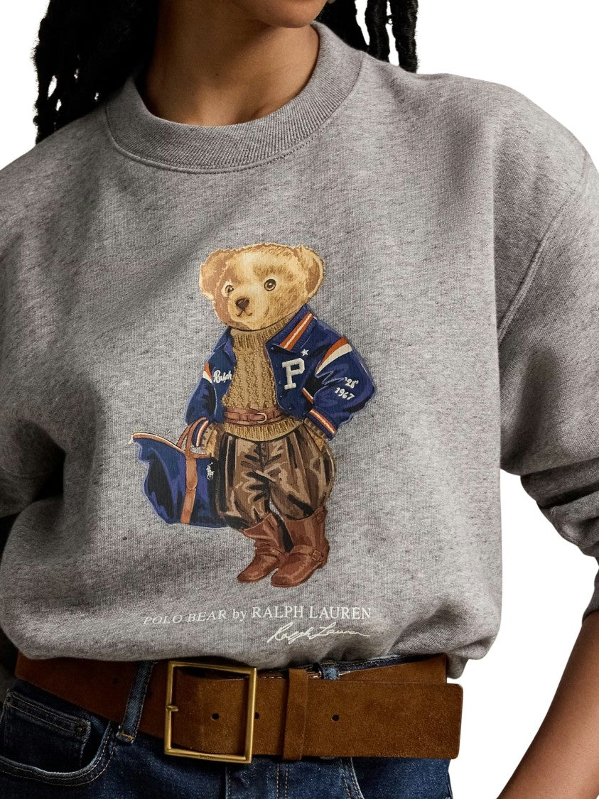 Polo Ralph Lauren Heather Grey Bear Graphic Knit Sweatshirt