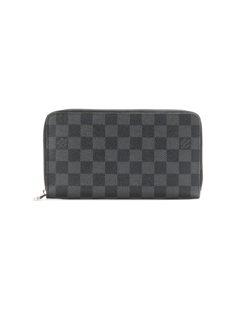 Louis Vuitton Zippy Gm Wallet In Damier Graphite Canvas With Silver Hardware