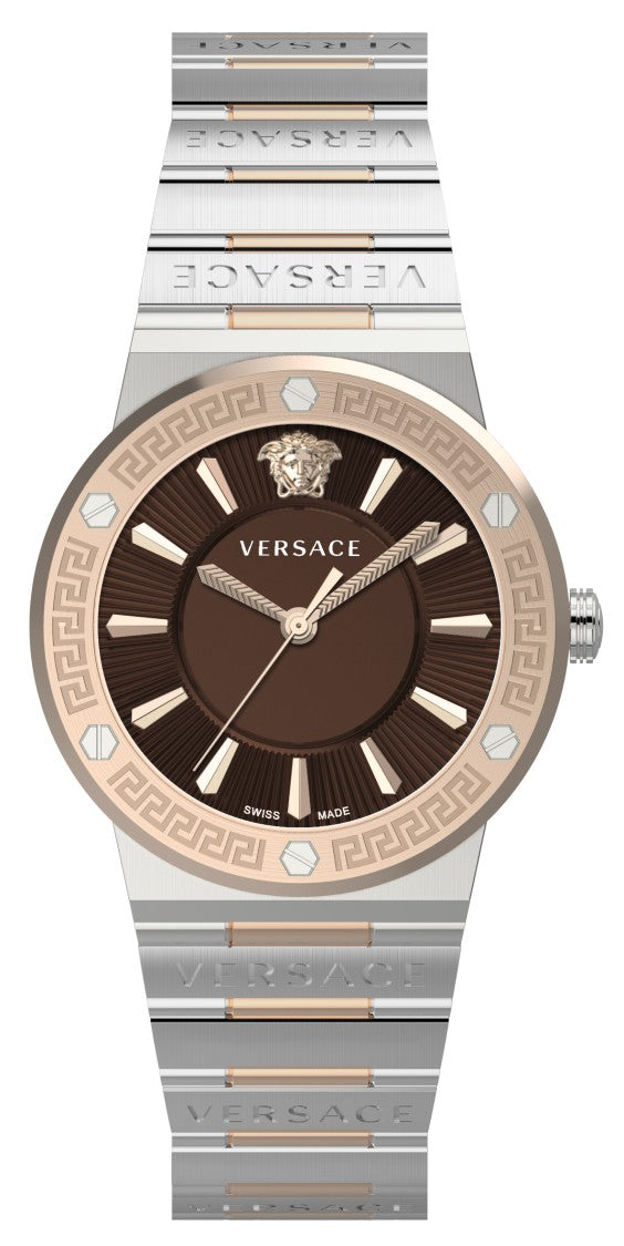 Versace Greca Logo Lady 38Mm Quartz Watch With Two-Tone Bracelet