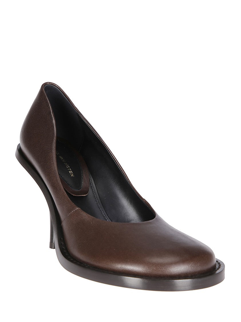 Dries Van Noten Wide-Toe Brown Leather Shoes