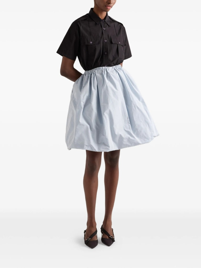 Prada Dark Popeline Boxy Short-Sleeved Shirt
