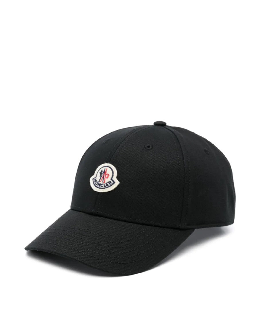 Moncler Structured Black Baseball Cap With Logo Patch