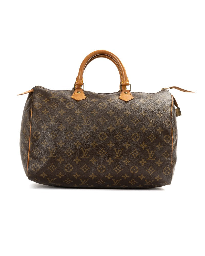 Louis Vuitton Brown Monogram Speedy 35 Canvas Tote Bag
