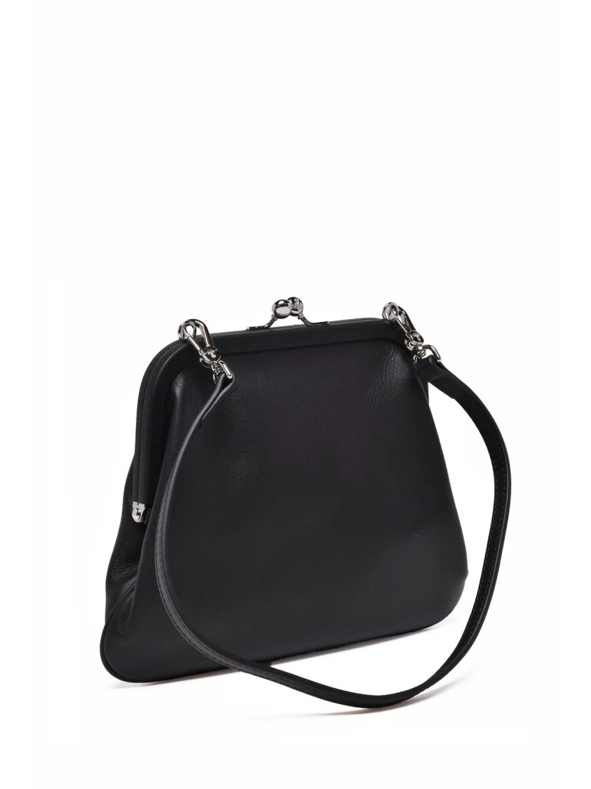 Vivienne Westwood Black Leather Embossed Shoulder Bag
