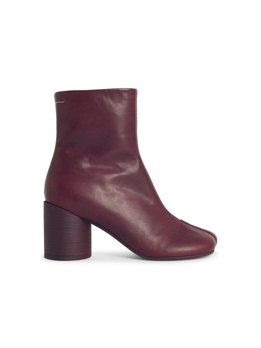 Mm6 By Maison Margiela Anatomic' Burgundy Leather Ankle Boots