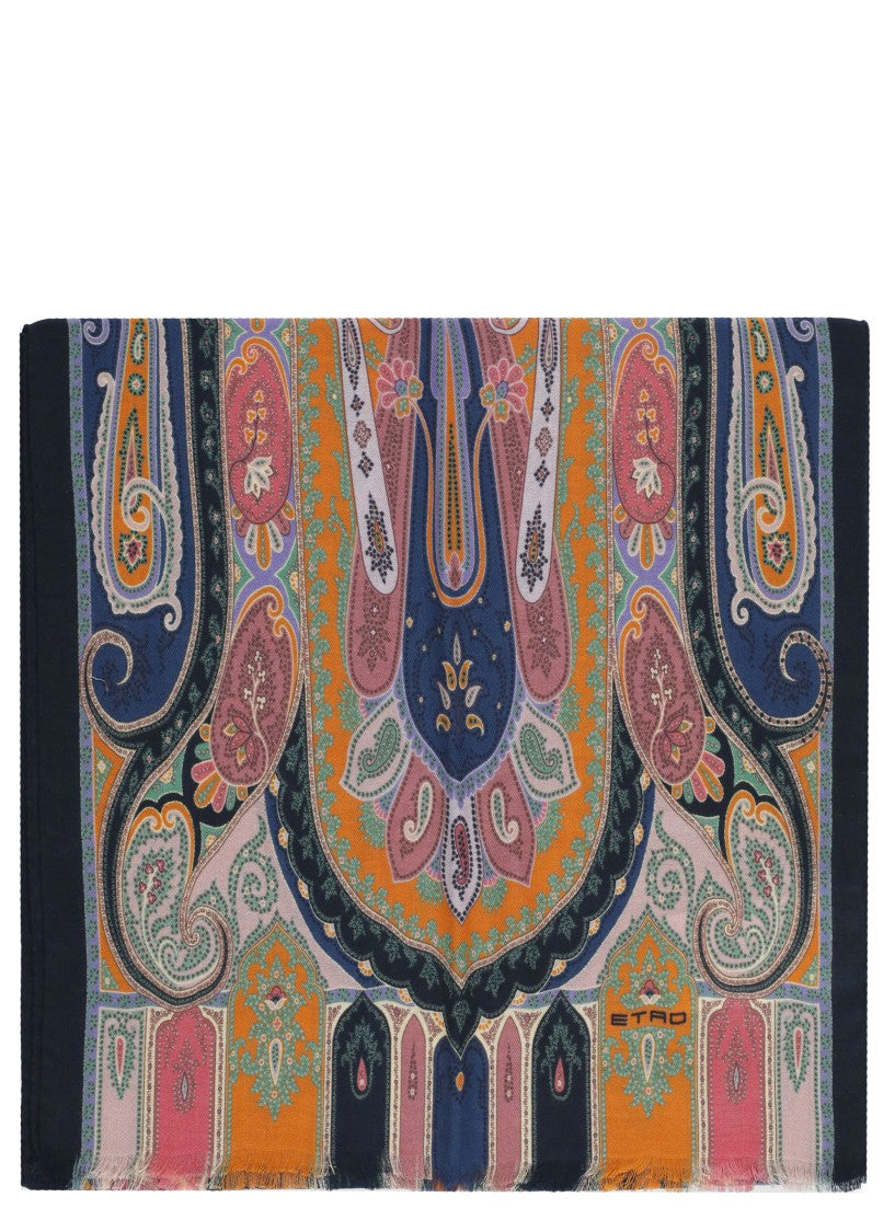 Etro Rectangular Paisley Scarf With Vibrant Multicolor Design