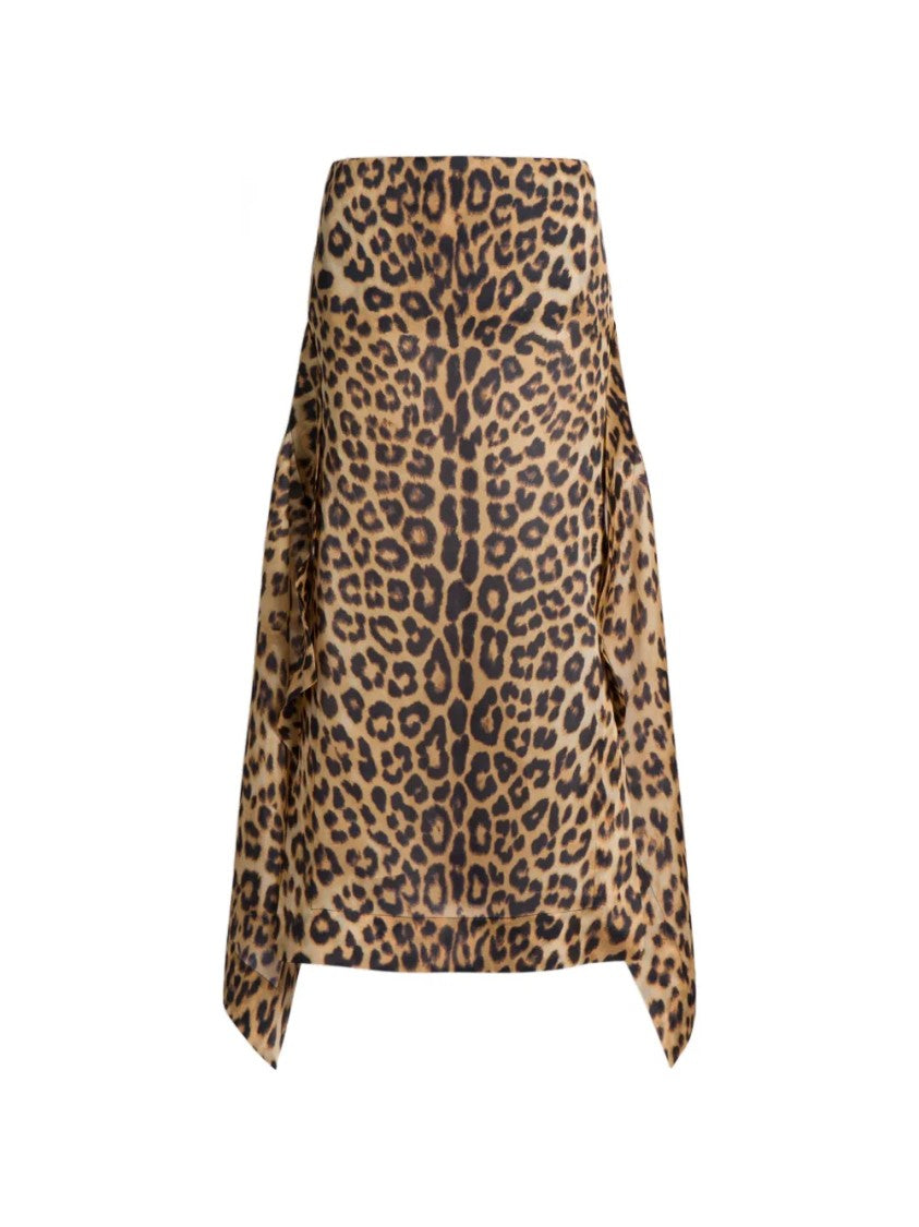 Alberta Ferretti Leopard Print Asymmetrical Skirt With Edgy Hemline