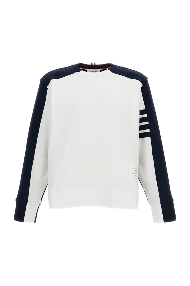 Thom Browne White Cotton 4-Bar Crewneck Sweatshirt