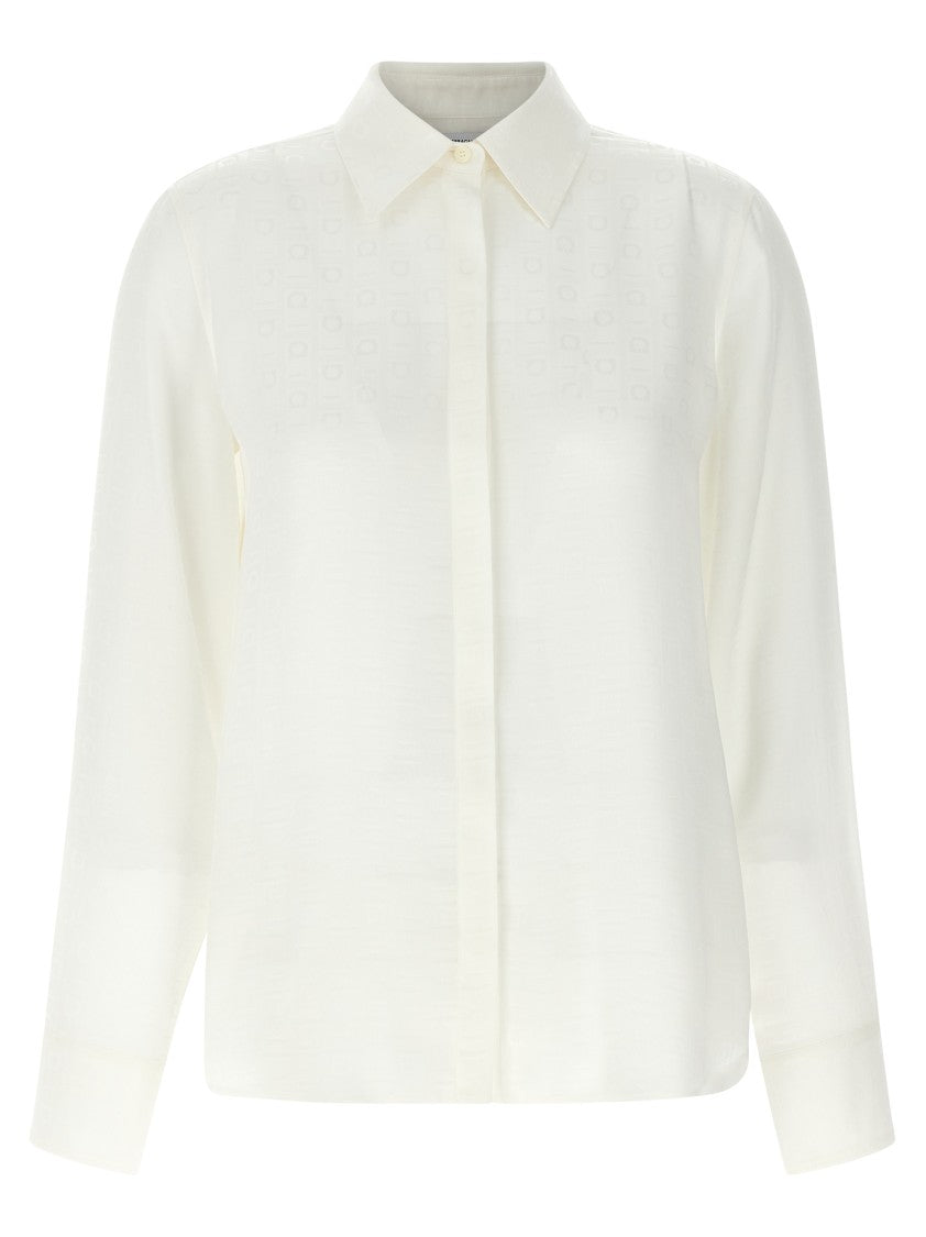 Ferragamo Silk Monogram Jacquard Shirt With Classic Button Closure