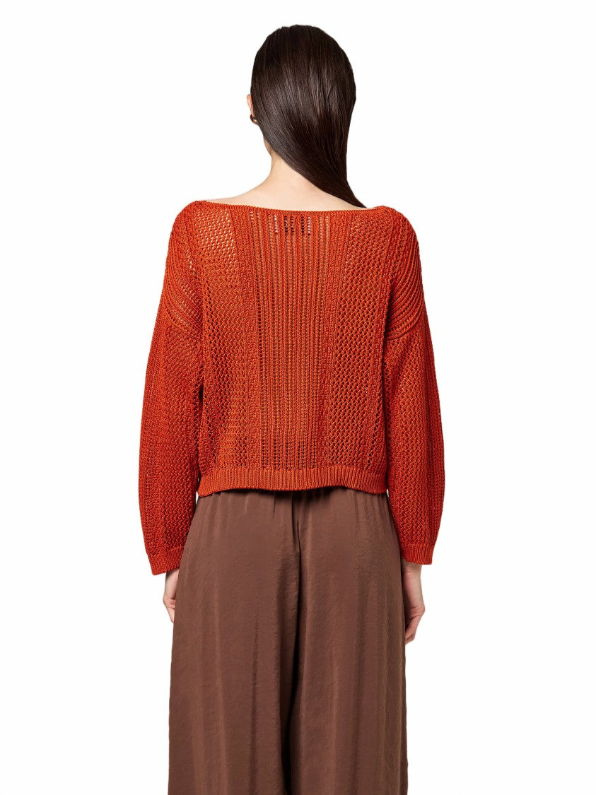 Alpha Studio Long-Sleeve Boat-Neck Knit Top