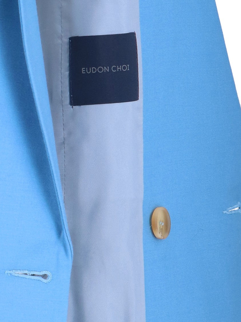 Eudon Choi Light Blue Double-Breasted Blazer