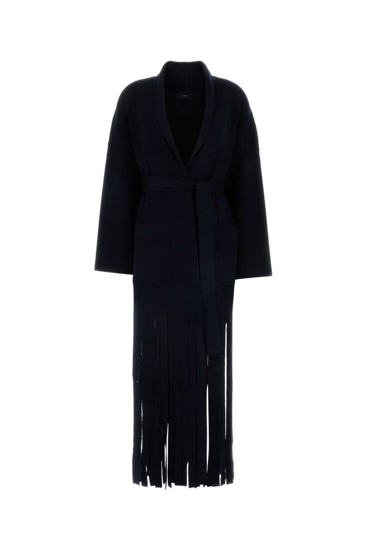 Alanui Midnight Blue Wool Blend Electric Fringes Coat