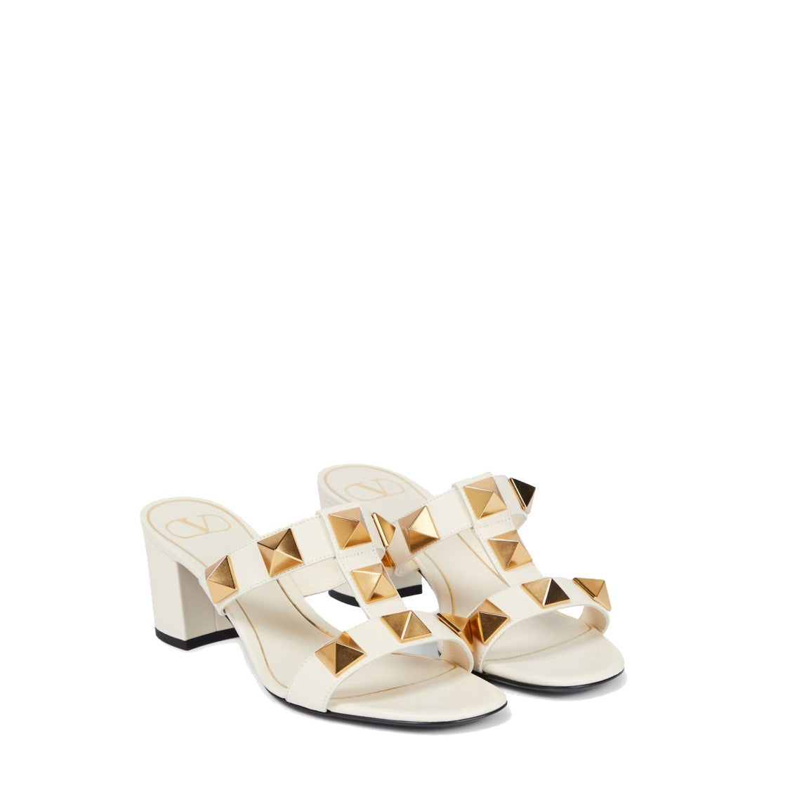Valentino Garavani Roman Stud Leather Sandals With Block Heel