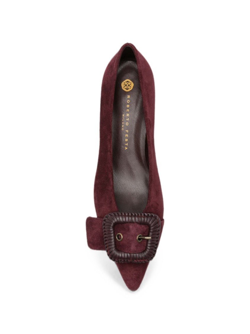Roberto Festa Suede Kitten Heel Pumps - Burgundy