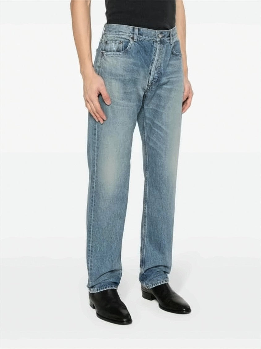 Saint Laurent Classic Straight-Leg Denim Pants With Light Blue Wash