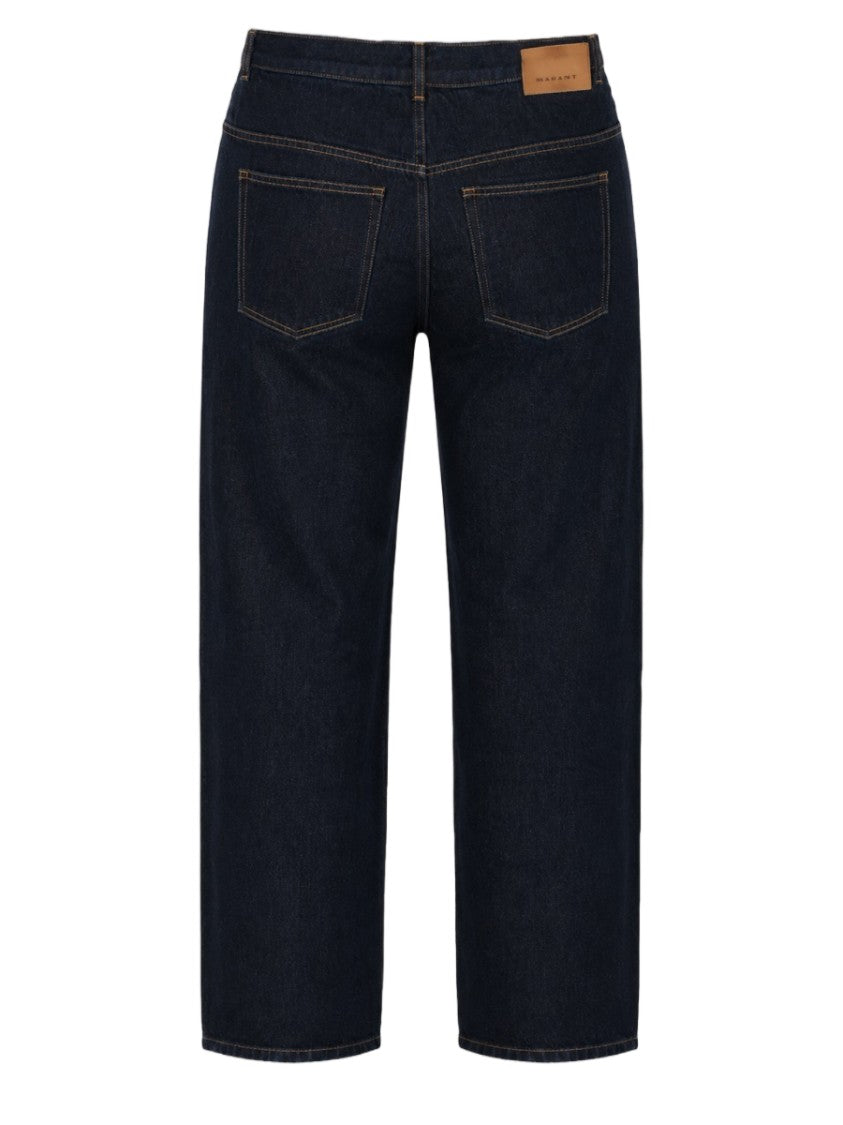 Isabel Marant Deep Blue Cotton Denim Trousers With Classic Five-Pocket Design