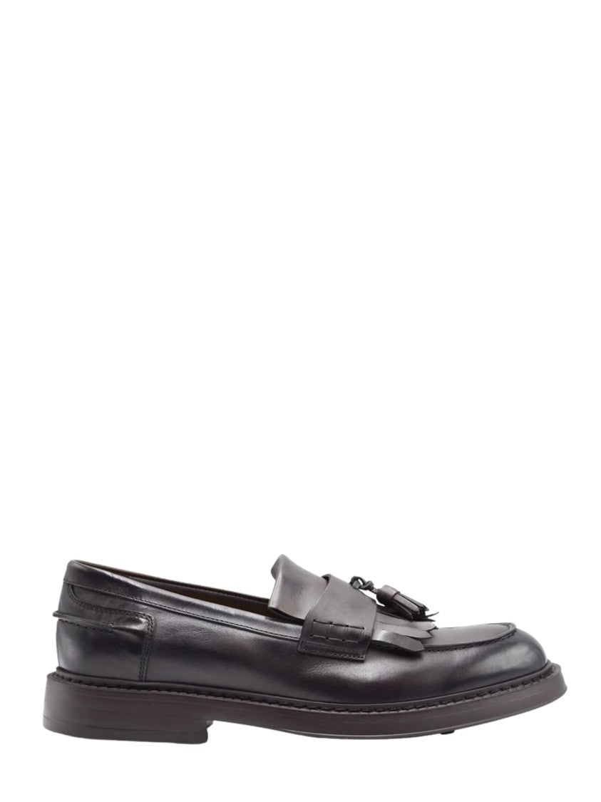 Doucal's Black Adler Polished Leather Loafers
