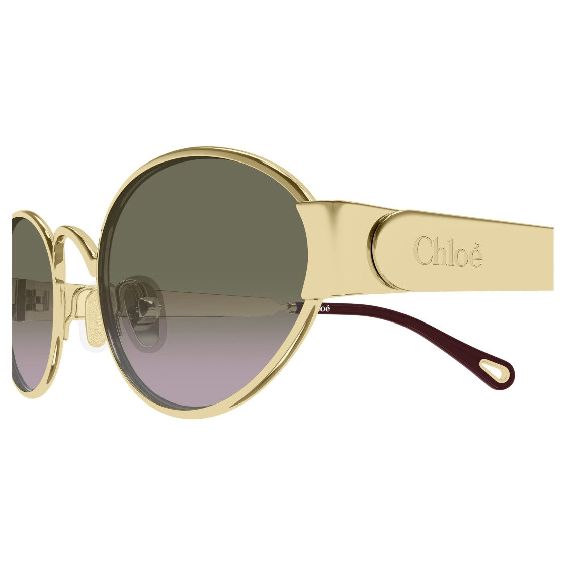 Chloé Oval Metal Sunglasses With Gold Finish