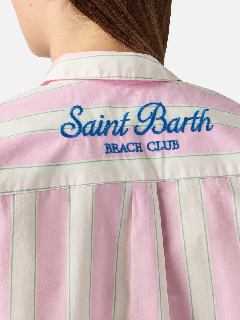 Mc2 Saint Barth Vertical Striped Long-Sleeved Shirt With Embroidered Detail