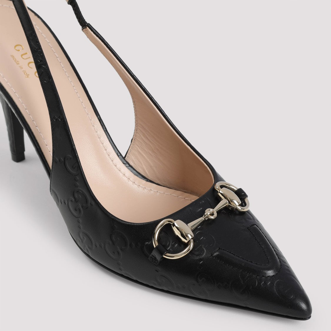 Gucci Black Leather Erin Gg Slingback Mules